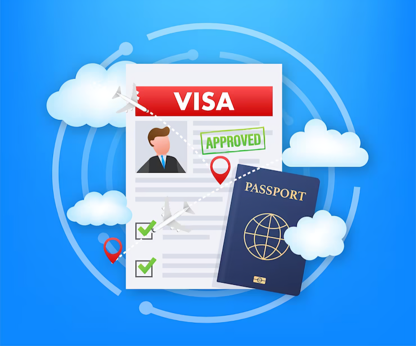 Immigration Template Hand Drawn Cartoon Flat Illustration of Document with Visa and Passport for Moving to Another Country